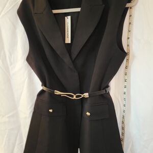Commense Black Belted Vest Top